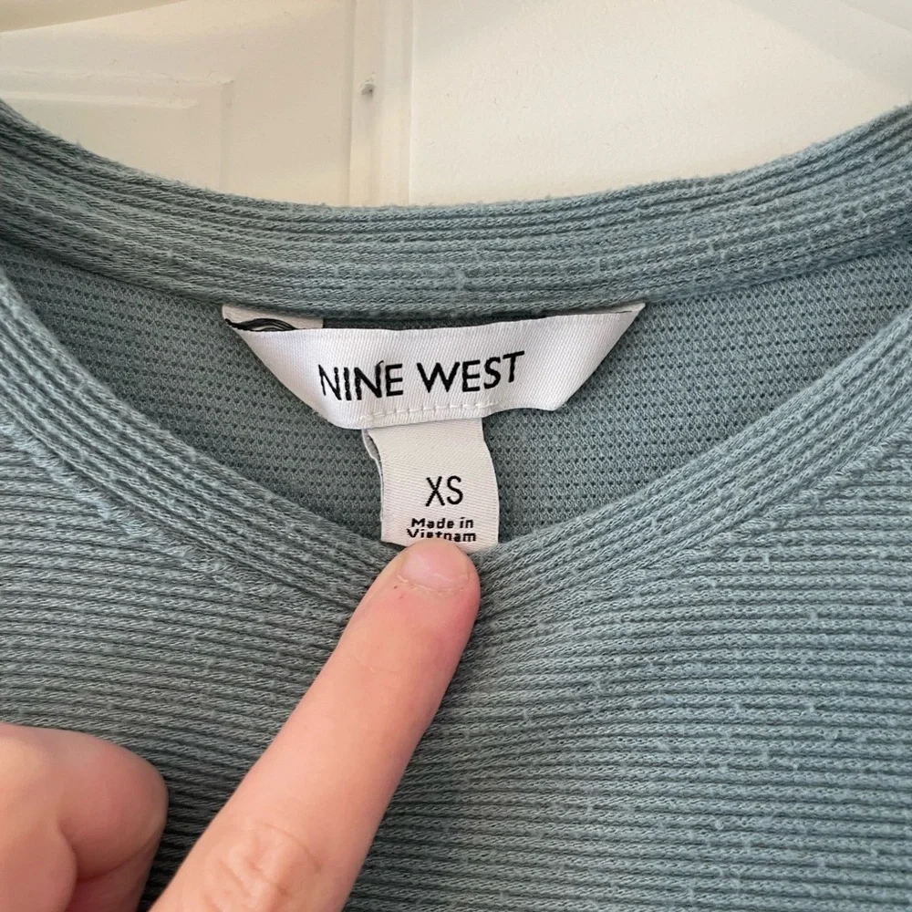 Nine West Puff Sleeve Blouse in Teal - Picture 3 of 3